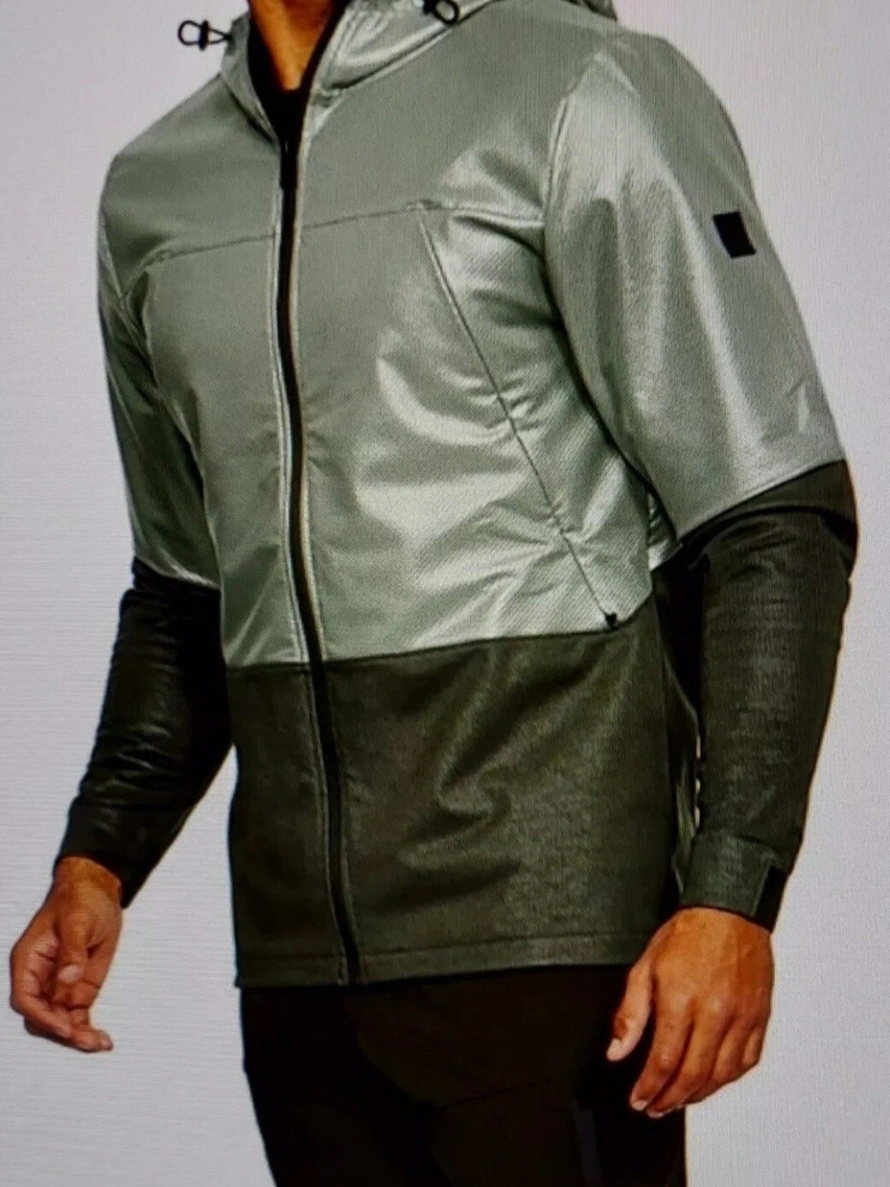 Under Armour Two-Tone Olive Green Hooded Performance Jacket XL